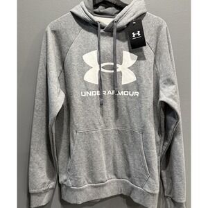 NEW Under Armour Rival Fleece Big Logo Hoodie Sweatshirt Mens Size M Gray